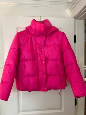 GAP Hot Pink Quilted Puffer Jacket with Hood